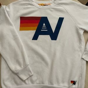 White aviator, nation sweatshirt